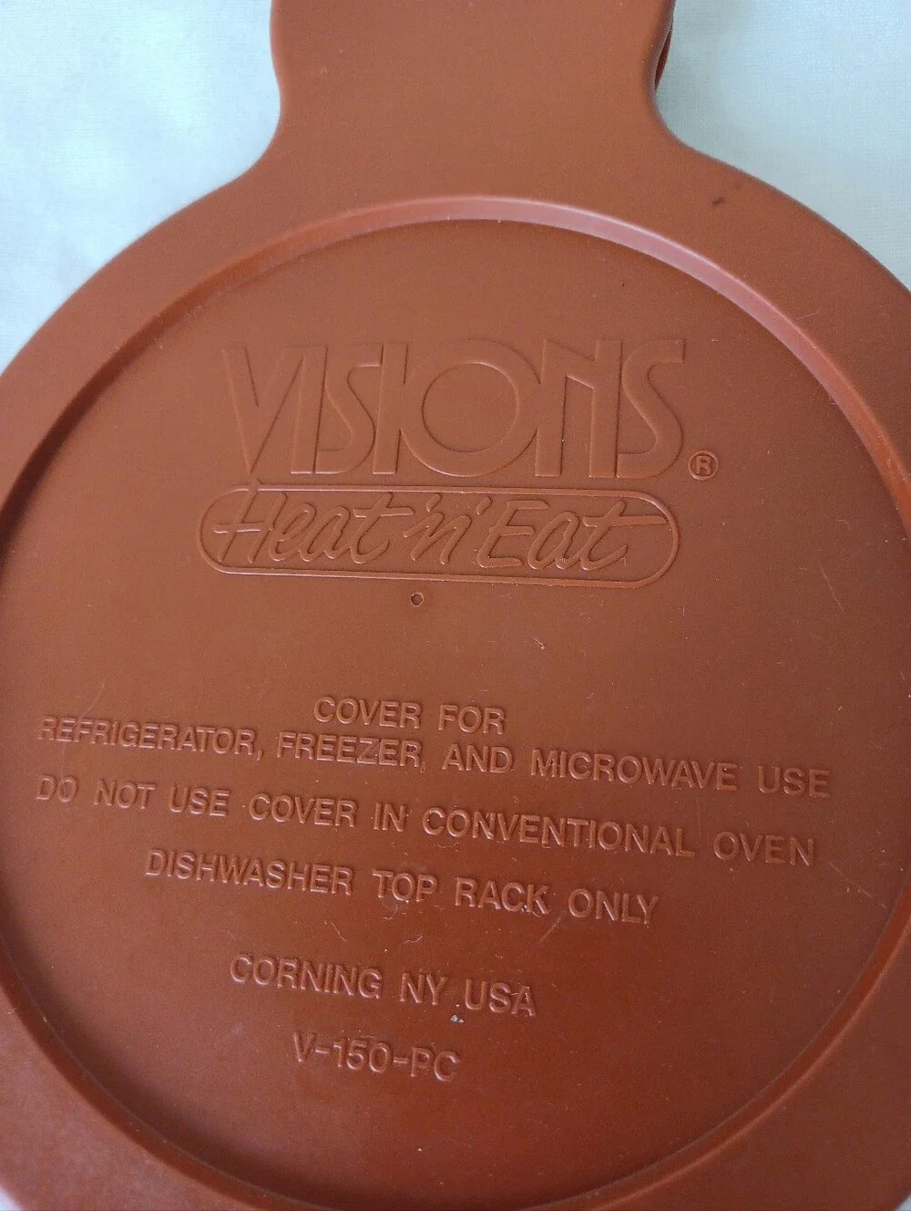 Vintage Corningware Visions Heat 'N' Eat Lid V-150-PC for Grab It Soup Bowl
